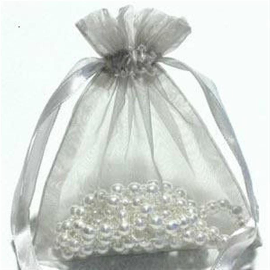 Silver Organza Gift Bags Bags Wedding Wedding 9 × 12cm 3 5 inch × 4 7 inch 268m