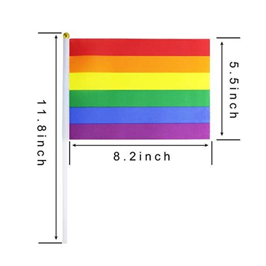 Rainbow Pride Gay Stick Flag 50 Pack Petit Mini Drapeaux LGBT à main sur bâtons Décorations Fournitures pour Mardi Gras Gay Pride Rainb219S