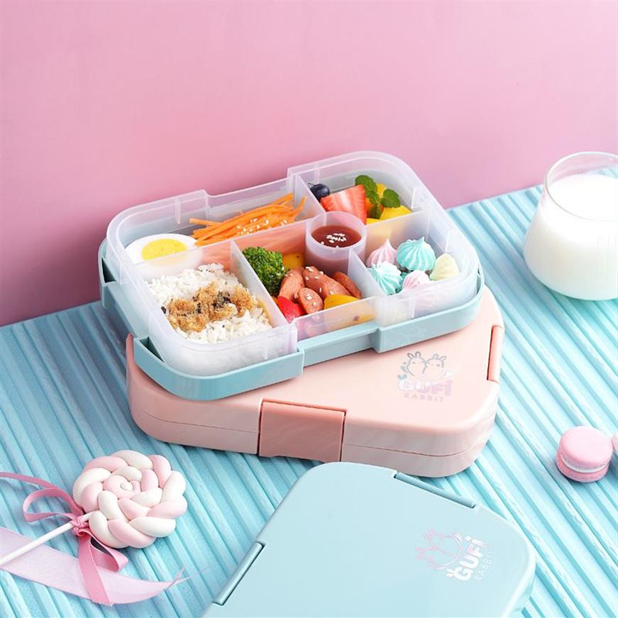 Bärbar lunchlåda för barnskola Mikrovågsugnplast Bentobox med fack salladfruktmat containerbox hälsosamt material wll304h