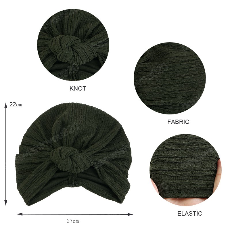 New Women Stretch ruffle Turban Top Knotted Twisted Hairband Female Muslim Indian Hats Bonnet African Chemo Cap Hair accessories