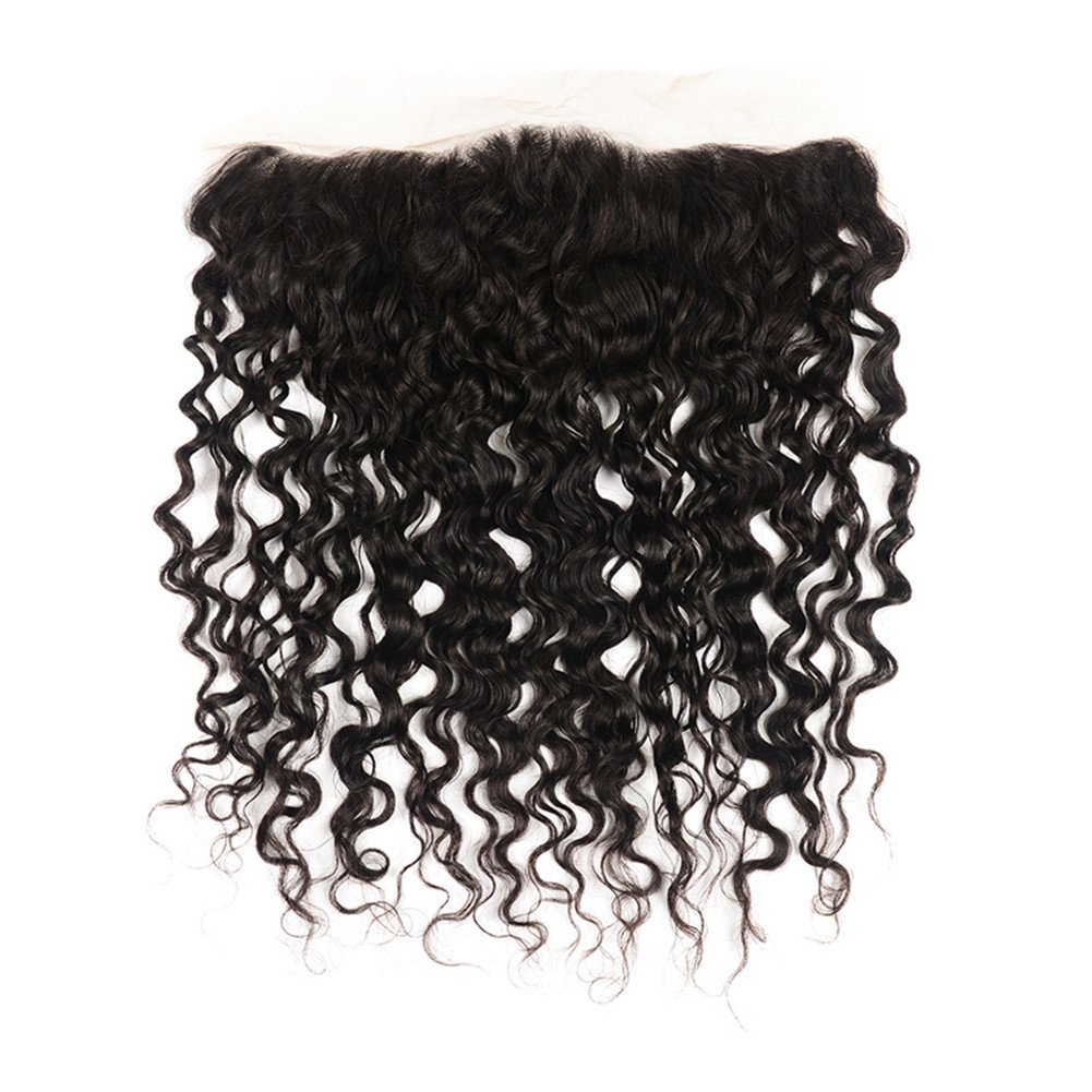 Water Wave Human Hair 13x4 Przezroczyste koronkowe zamknięcia frontów wstępnie wyrzucone naturalne linię włosów