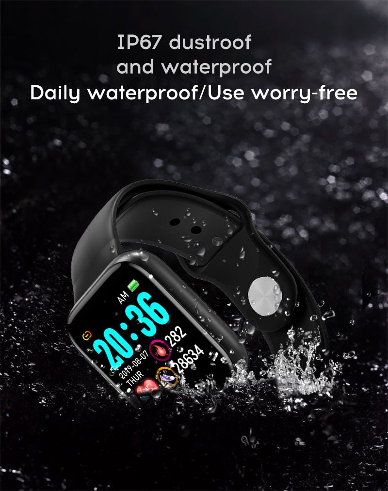 Y68 D20 Smartwatch Fitness Bransoletka ciśnienie krwi Monitor Bransoletka Kardio Cardio Bransoletka mężczyźni Mężczyźni inteligentne zegarek na iOS Android