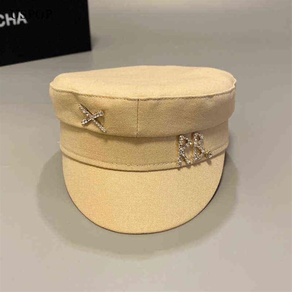 USPOP Nowy bawełniany i lniany litera dhinestone newsboy Caps Women Flat Militray Caps AA2203042747