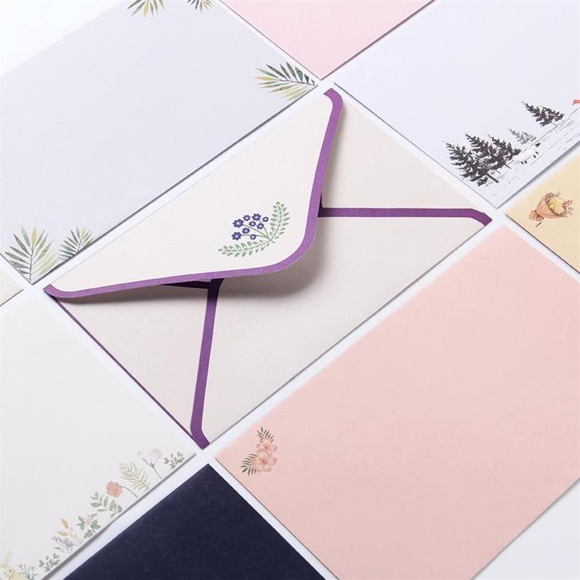 Envoltório de presente A5 carta escrita papel envelope de papel conjunto linda flor linha página estilo literário papelaria225k