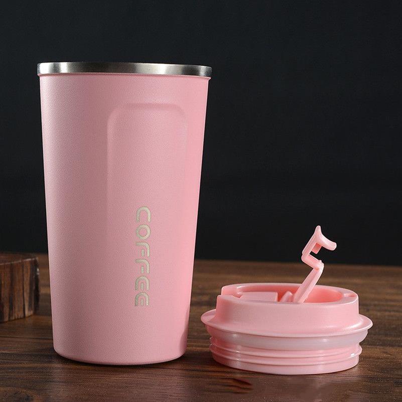 Tazas de 500 ml, rodillo de viaje personalizado, doble pared, bebida de agua reutilizable, taza de café de acero inoxidable con tapa cup263i