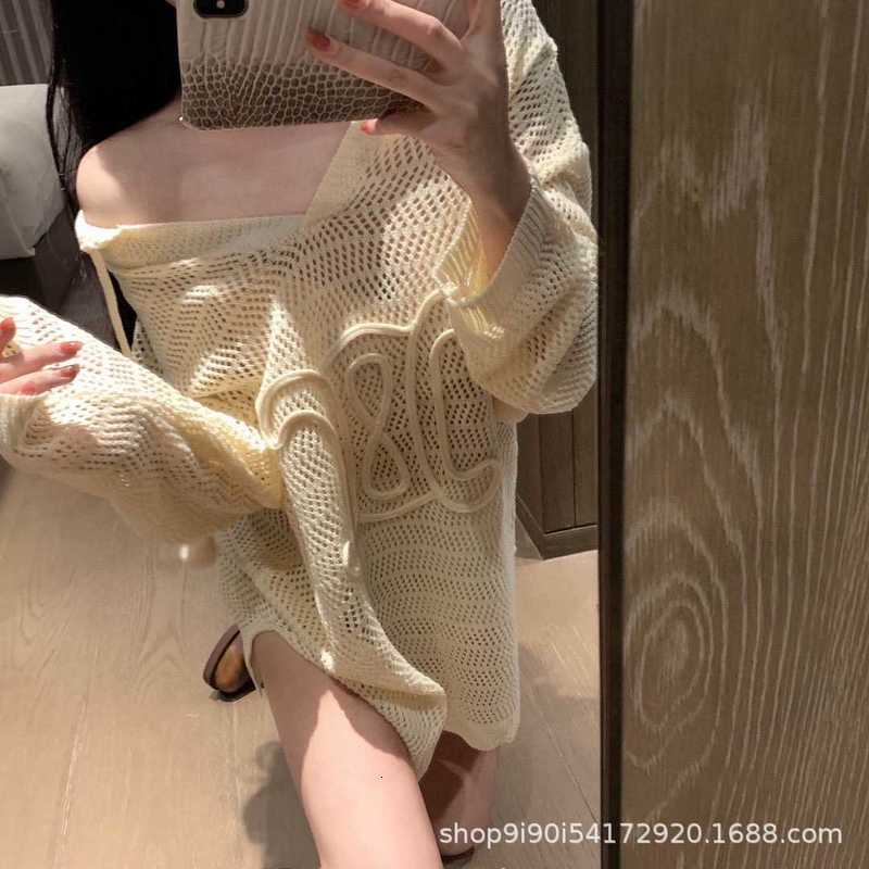 Women's Sweaters Designer CE Summer New Mesh V-Neck Plush Ball Sunscreen Sweater Fashion and Sweet Style Top 9DIV