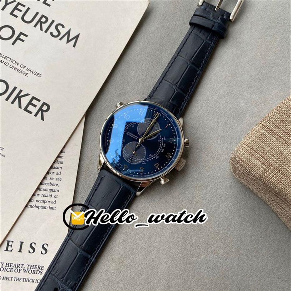 Beperkte nieuwe Chase Second IW371222 blauwe wijzerplaat Miyota quartz chronograaf herenhorloge stopwtch stalen kast lederen band herenhorloges H255H