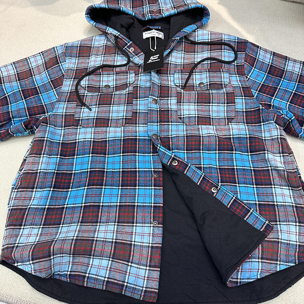 Plaid and Fleece Long Sleeve Hooded Loose Men's Jacket Winter Coats