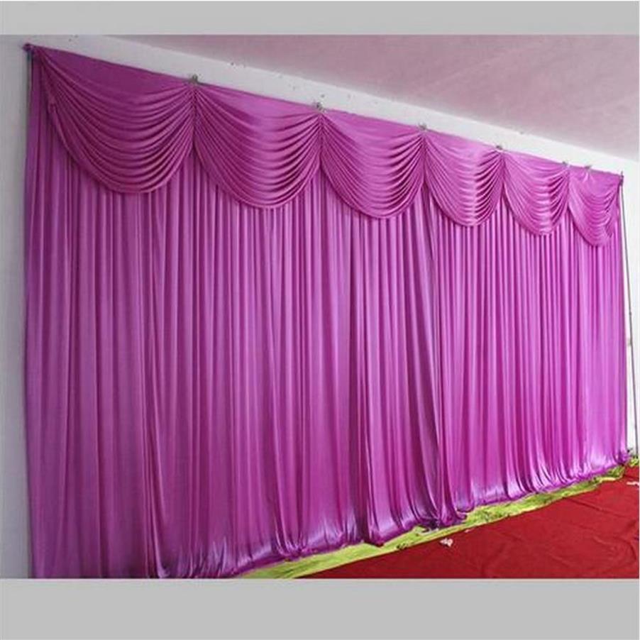 Party Decoration Wedding Backdrops 20ft W X 10ft H Ice Silk Elegant Purple Bakgrundsgardin 3m 6m för DHL306H