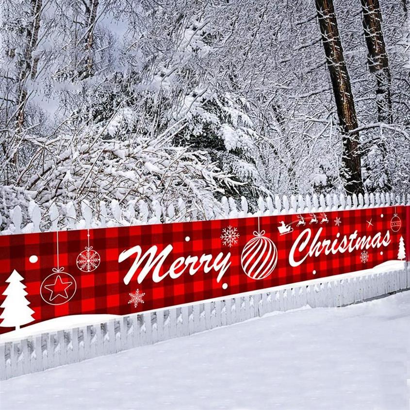 Nya Merry Christmas Banner Juldekorationer för hemmabutik Bannerflagga som drar Navidad Natal Decor New Year 201028265w