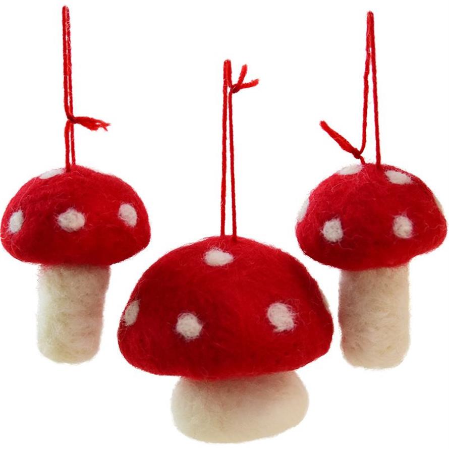 Arbre de noël suspendu en coton, champignon rouge doux, ornement de noël, décoration de fête pour la maison et le bureau, décoration de porte murale mignonne 221a