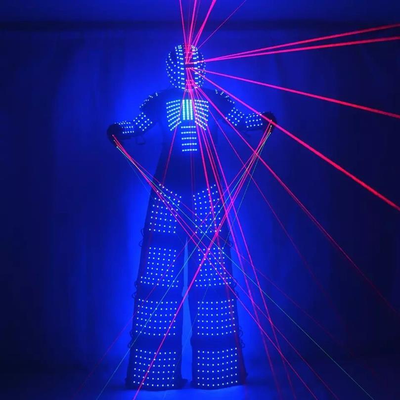 Fantasia de led a laser para roupas, ternos de luz led, robô, david robot244a