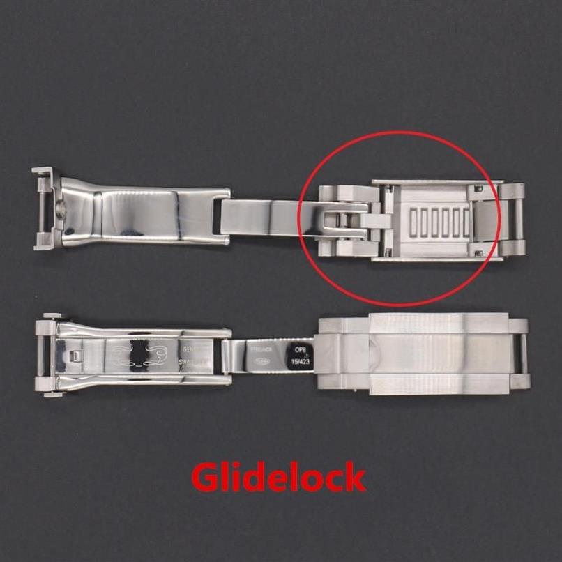 Titta på band 20mm roll Special Rubber Strap Glidelock för Submarine GMT Armband Watchband Oyster Flex Explorer Fit 16 9mm Buckle T342M