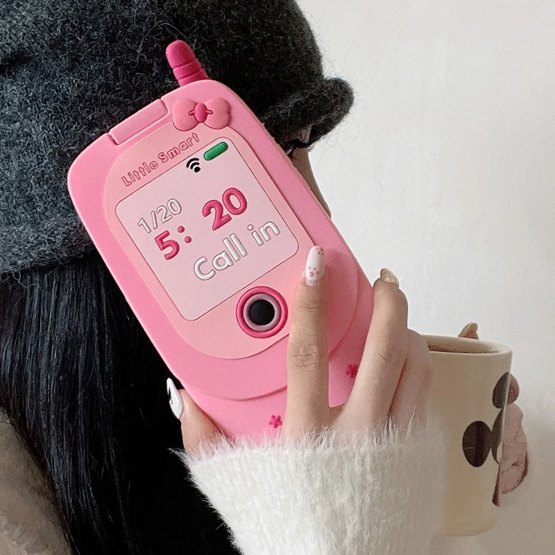 Ins Girl Mirror Film Flip Flip dla iPhone'a 15 13 12 14 Pro Max I11 15Pro 13promax Pink Miękki silikon słodki 3D Connel Case Prezent 
