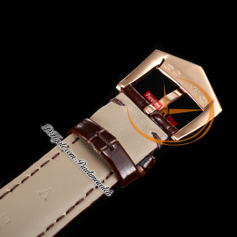 TWF Calatrava 6119r PP30-255 Automatyczna męska zegarek 39 mm Rose Gold Fled Bezel Białe dysk Brązowe skórzane paski Super Edition Watches ReliOJ Hombre Pureteime D4