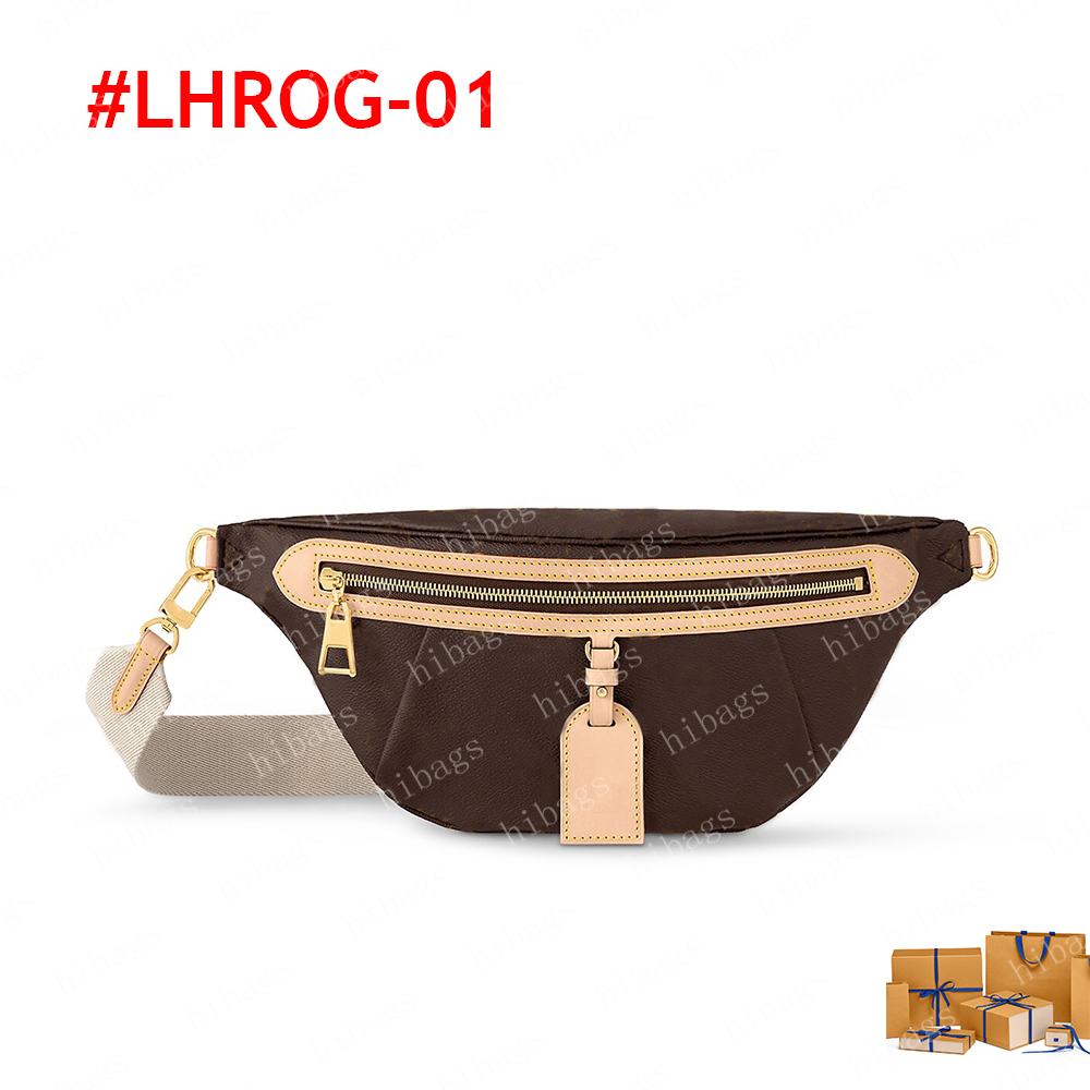 2024 Bumbag High Rish Bumbag Designer Mini Tailentasche 43644 46784 82335 Fanny Pack Braune Blume Leder Originalqualität mit Box Express-Versand #log-01