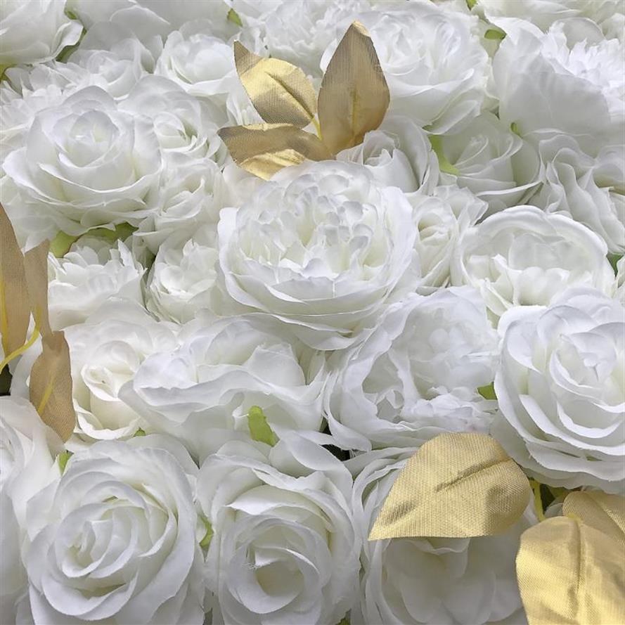 Painel de parede de flor 3D de ouro branco flor corredor casamento seda artificial rosa peônia cenário de casamento decoração 24 peças / lote TONGFENG198m