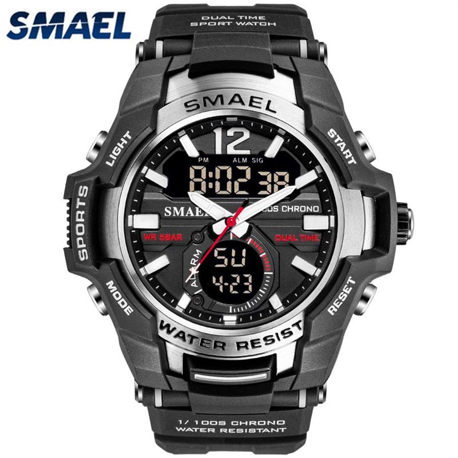 Smael New Fashion Dual Time Led Digital Watch Men Waterproof Chronograph Casual Mens Sport Quartz Watches Saat Relogio Masculino 2258r