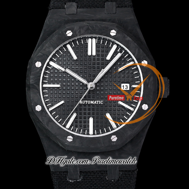 INAF AP15400 A3120 Montre automatique pour homme Boîtier en fibre de carbone Cadran texturé noir Bracelet en nylon Super Edition Reloj Hombre Puretime C3