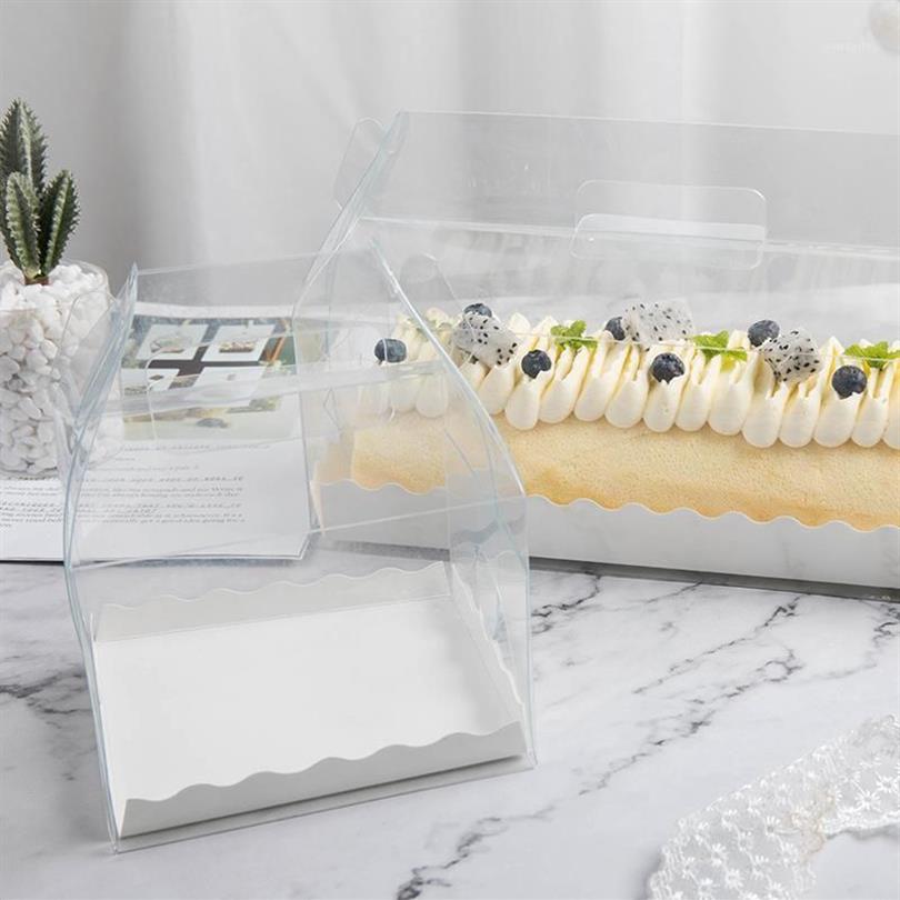 Boîte d'emballage transparente pour rouleaux de gâteaux, avec poignée, boîte à gâteaux au fromage en plastique Transparent écologique, cuisson suisse Roll1294F