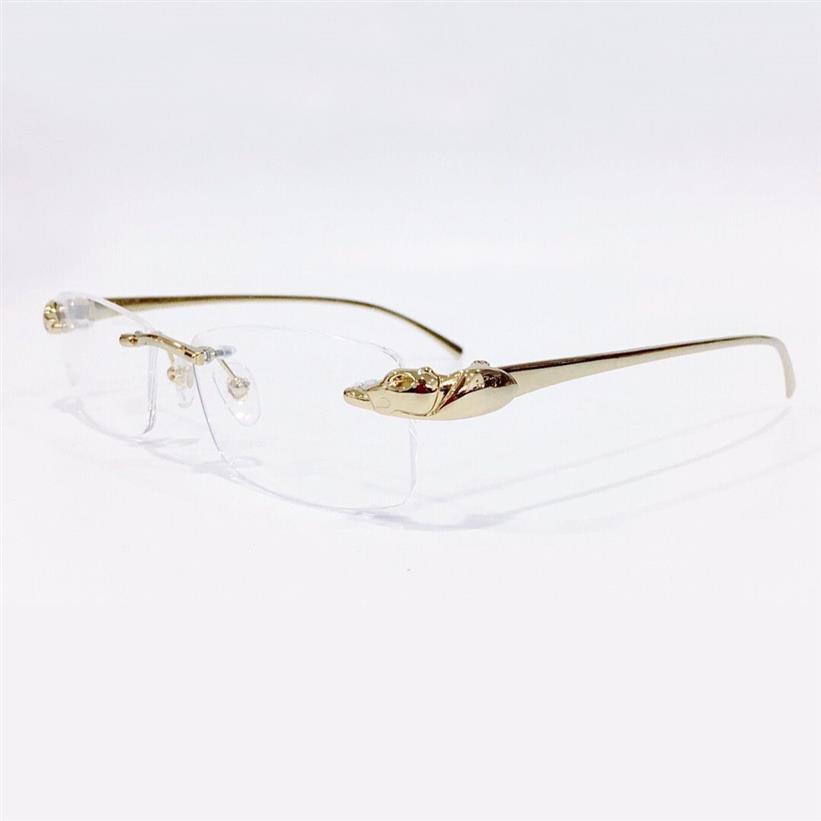 نظارات النظارات إطارات غير مكشوفة من النظارات البصرية المعدنية بدون إطار إطار ذهبي. عدسة صافية للرجال