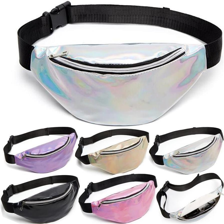 Sacs de taille 2021 Sac holographique féminin pour les femmes en or rose noir laser fanny pack ceinture coffre dames fes bum unisexe banana210s