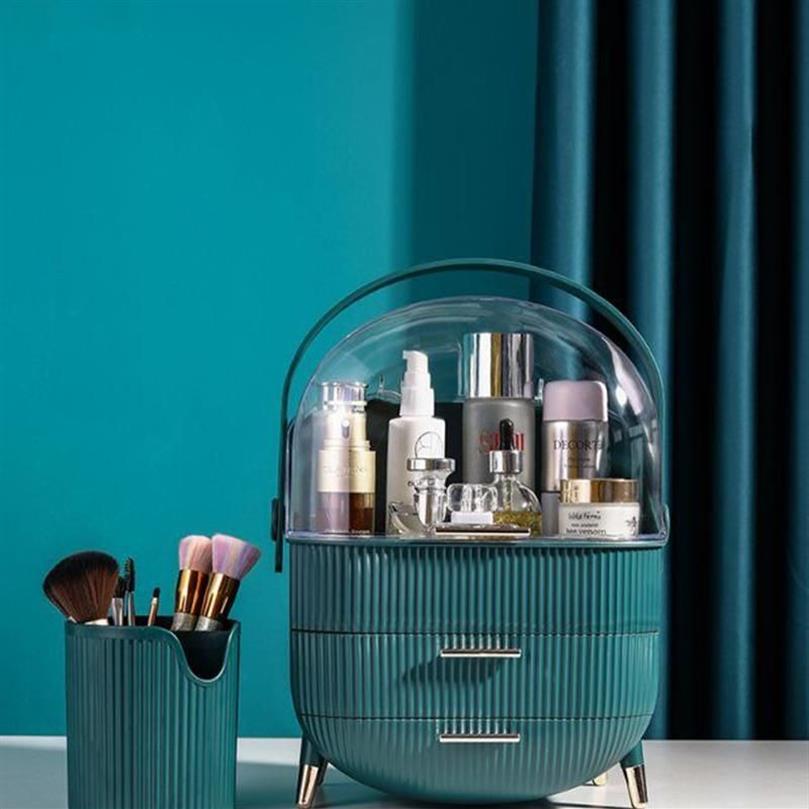 Makeup Makeup Jewelry Storage Portable Lipstick Holder Box Desktop Storage Dammtät arrangör Fashion Cosmetic Brush Y1113 Drawer279Z