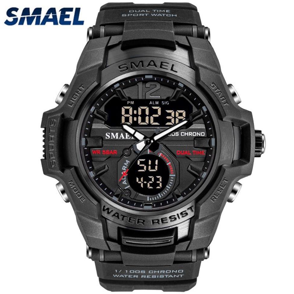 Smael New Fashion Dual Time Led Digital Watch Men Waterproof Chronograph Casual Mens Sport Quartz Watches Saat Relogio Masculino 2258r