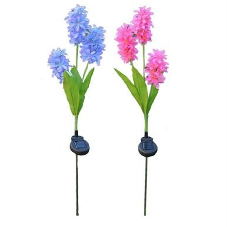 outdoor decorative 3led solar lamp hyacinth flower for lawn patio driveway path Landscape Lighting Waterproof A01297Q