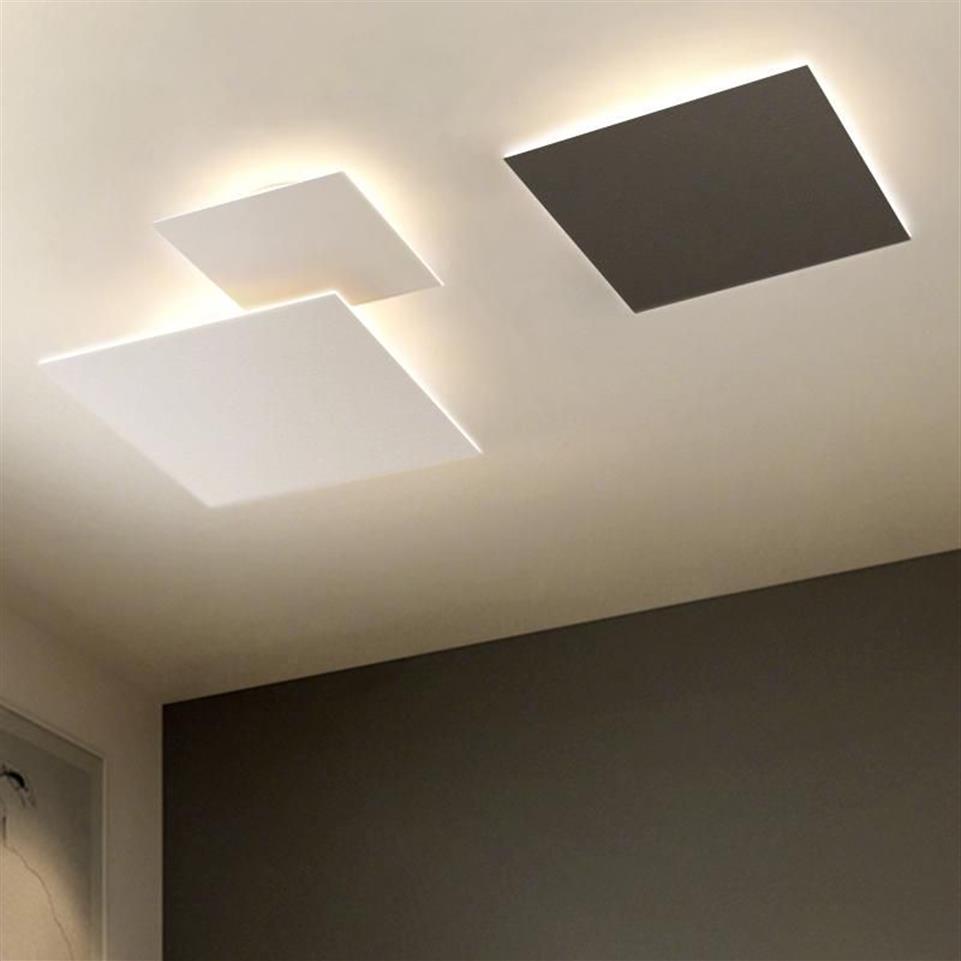 Lampka sufitowa Lampa LED Modern Minimalist do studiów do salonu sypialnia Korytarza Korytarza Square Black Home Decor Design Light FoxTU2194