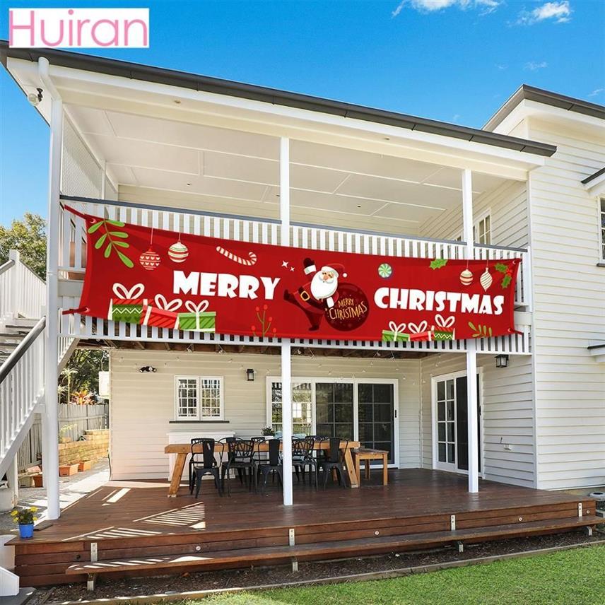 Nya Merry Christmas Banner Juldekorationer för hemmabutik Bannerflagga som drar Navidad Natal Decor New Year 201028265w