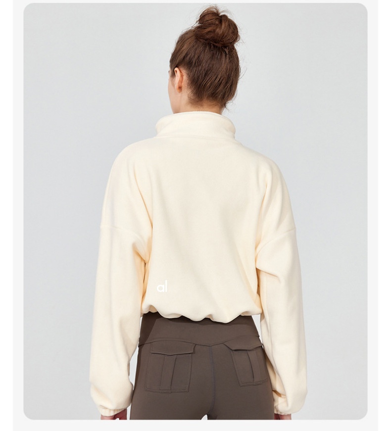 Al Yoga Jacket Sports Coat Womens Fleece Yoga Clothes Quick-drying Long-sleeved Top Zipper Cardigan Fitness YC258