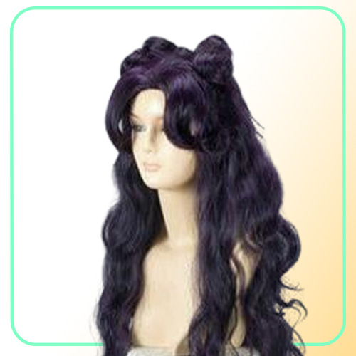 Sailor Moon Luna Artemis nueva peluca larga negra púrpura Cosplay fiesta peluca 9094299