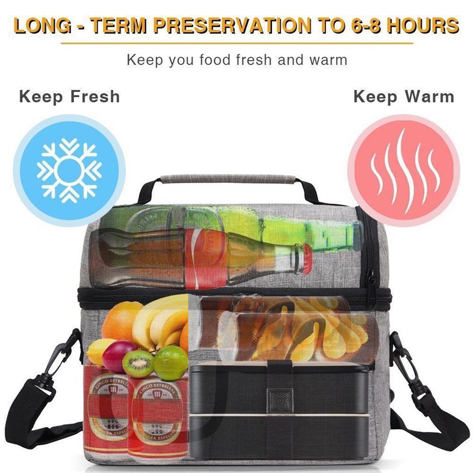 Insulated Thermal Bag Women Men Multifunctional 8L Cooler And Warm Keeping Lunch Box Leakproof Waterproof Black Y200429243s