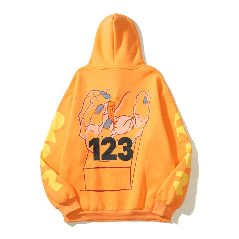 RRR123 Non-FOG American High Street Invisible Hand Hip Hop Men's and Women's Ins Internet Celebrity Hoodie Hoodie