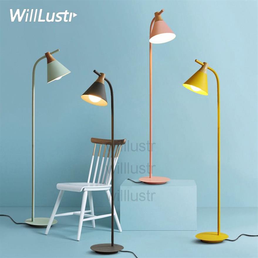 Willlustr design moderno lampada da terra in legno illuminazione nordica lampade color macaron salotto camera da letto sala studio el hall divano lato f285U