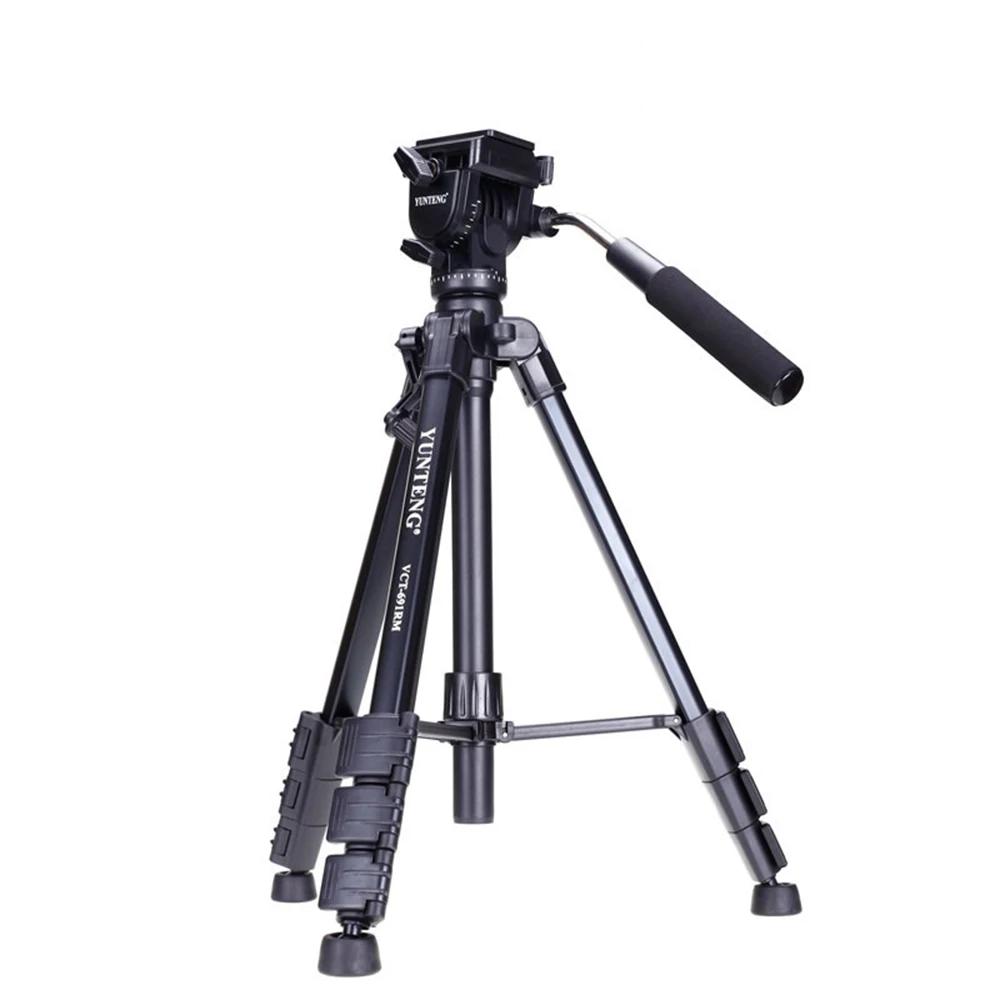 Aksesuarlar Fotoğraf Yunteng VCT691 DSLR için Pan Kafa Çantası ile Profesyonel Alüminyum Tripod Video Kamera Telefon Telescope Telefon Sahibi