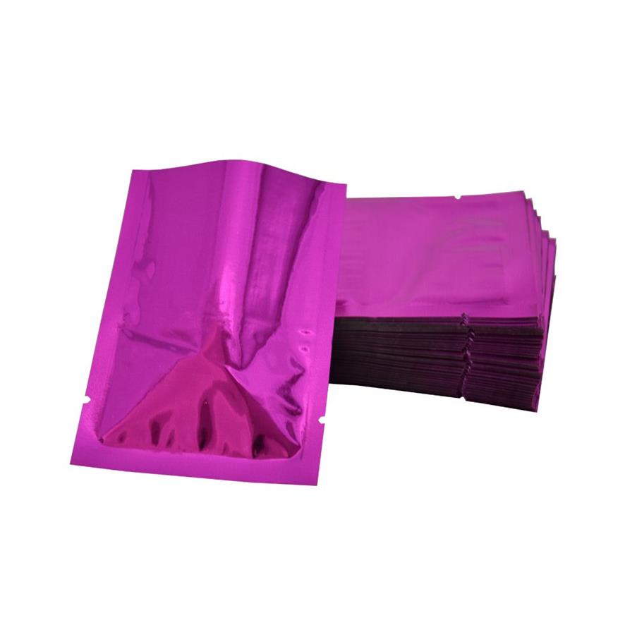 8/12cm / violet haut ouvrir le sac d'emballage en papier d'aluminium thermoscellé thé snack alimentaire sous vide mylar sac d'emballage paquet de café Stor275I