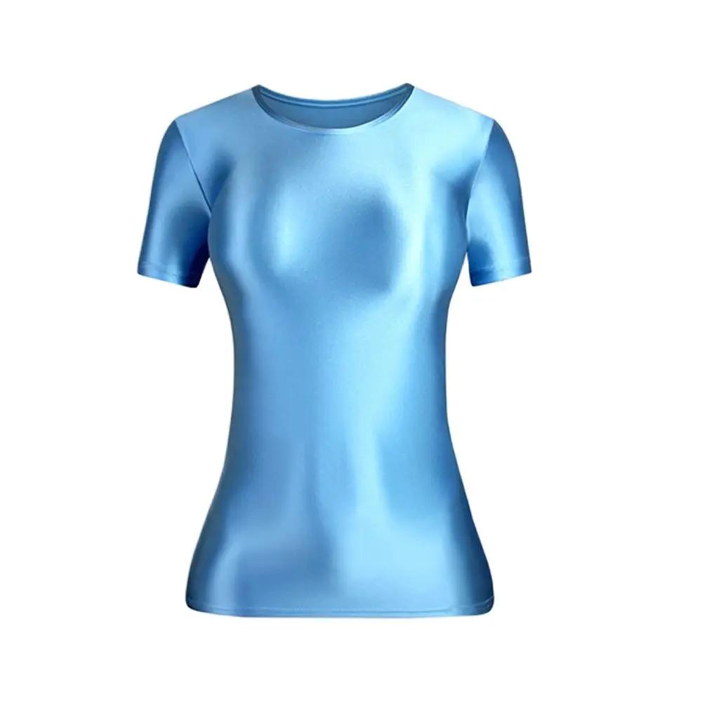 ensemble XCKNY homme et femme t-shirt brillant sexy serré à manches courtes chemise de base en soie brillante collants polyvalents décontractés vêtements de bain de sport