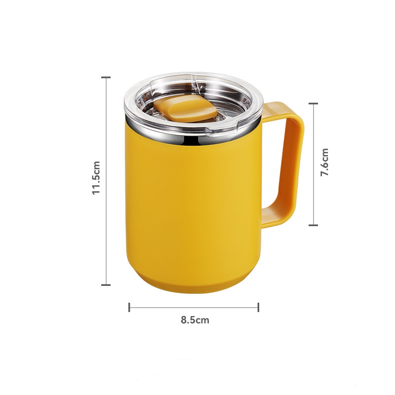 Tasse en acier inoxydable à double paroi de 15 oz avec poignée et couvercle tasse isolée portable pour les voyages en plein air tasse à thé d'eau potable Q837