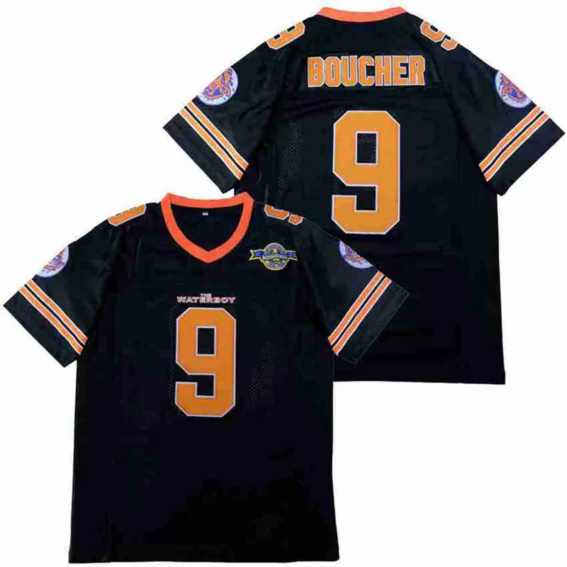 Man Movie 9 Bobby Boucher Football Jersey The Waterboy Mud Dogs Adam Sandler Stitched Bourbon Bowl Patch Orange White Black Purple Size S-3XL