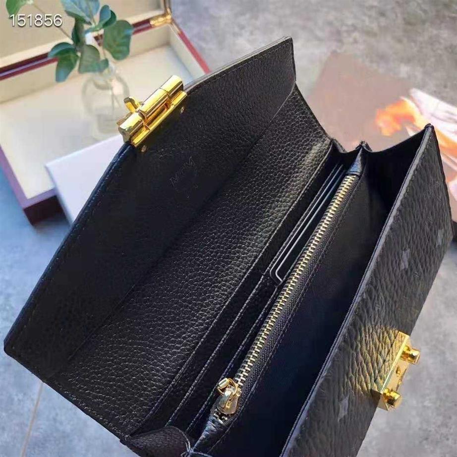 Korean Fashion Ladies Long Largecapacity Wallet Top Men M Leer gedrukte knop Wallet Holders234F