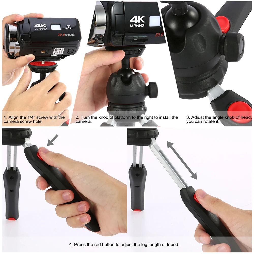 Tutucular andoer mini masa üstü tripod kamera tripodları DSLR/Aynasız Kameralar Video Işığı için 1/4 