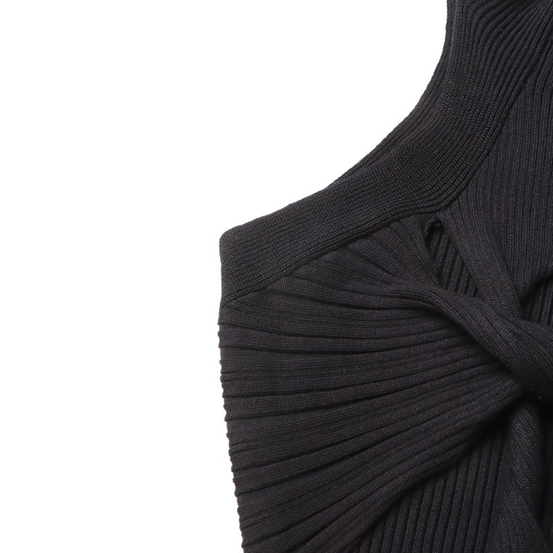 1207 2024 Milan Runway Dress SPring Autumn Crew Neck Sleeveless Black Brand Same Style Womens Dress Fashion High Quality