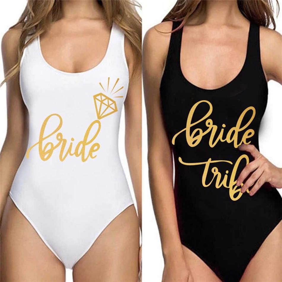 Bachelorette Party Supplies Badeanzug Braut Bride Squad Lady Badeanzug Beachwears Bride To Be Hochzeit Party Dekoration 210610195N