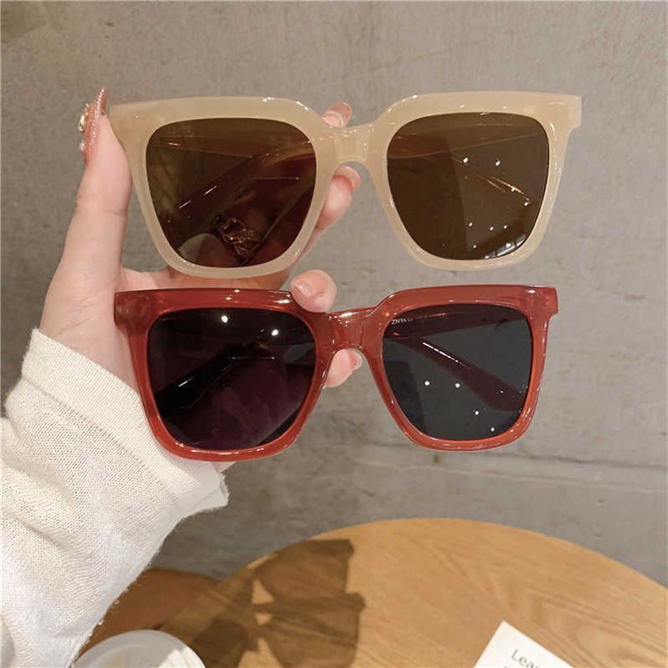 Sunglasses Women New Square Unique Sun Glasses Vintage Ladiens Jelly Tea Running Sunglasses Popular Uv Prection UV400 G221215302J