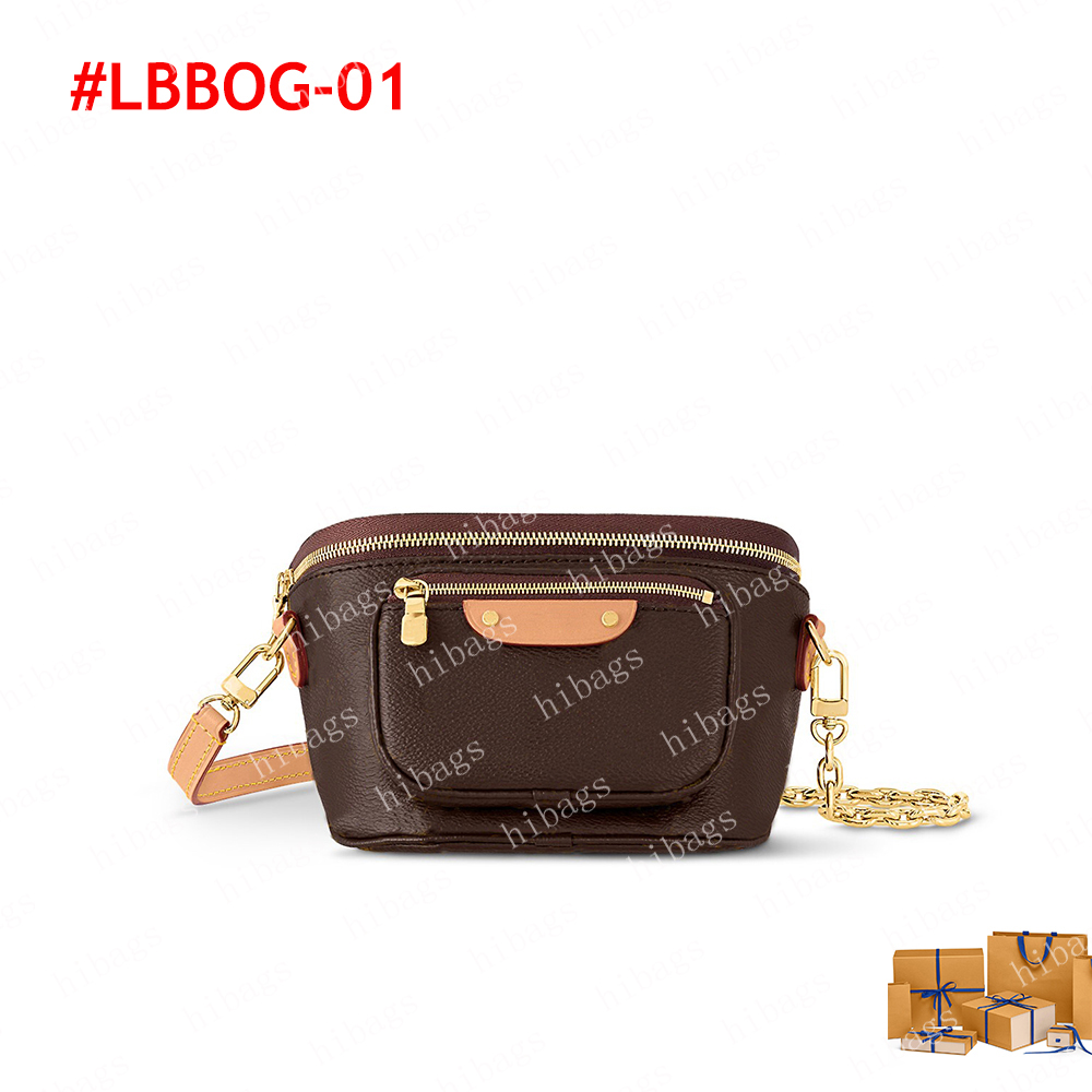 2024 Bumbag High Rish Bumbag 디자이너 미니 허리 가방 43644 46784 82335 Fanny 팩 브라운 꽃 가죽 원래 품질 박스 익스프레스 배송 #log-01