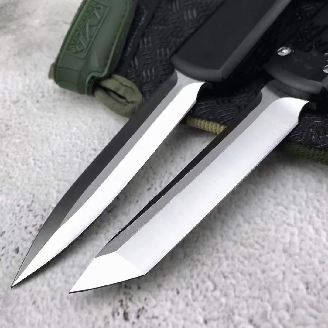 MICRO TECH UT85 OTF couteau automatique D2 lame en acier, poignée en alliage d'aluminium, couteaux EDC de Combat tactique de Camping en plein air