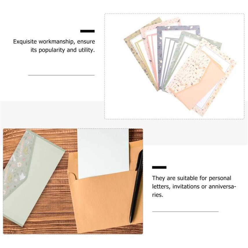 Envoltório de presente 5 conjuntos de elegante carta A5 escrita papel papelaria envelope set267J