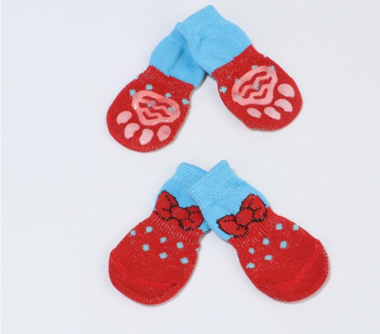 Cute Puppy Dog Shoes Anti-Slip Knit Socks Small Dogs Cat Shoes Chihuahua Boots Winter Indoor Wear Slip On Paw Protector SN5330